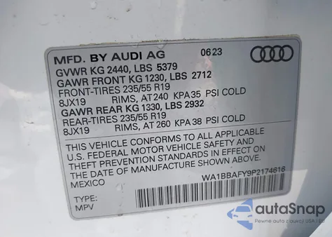 2023 Audi Q5 Premium Plus 40 Tfsi Quattro S Tronic z USA, uszkodzony, nr VIN WA1BBAFY9P2174616